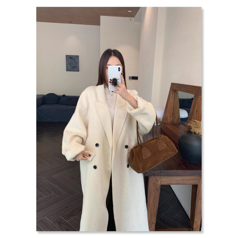 25 New Autumn and Winter Korean Style Long Lazy Robe Double-Sided Wool Coat Woolen Outwear Women's Belt 25 New Autumn and Winter Korean Style Long Lazy Robe Double-Sided Wool Coat Woolen Outwear Women's Belt