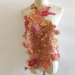 DIY Decorative Embroidered Accessories for Cheongsam Wedding Dresses: Multi-Color Peacock Collar, Hollow Lace, and Mesh Yarn Trim Materials
