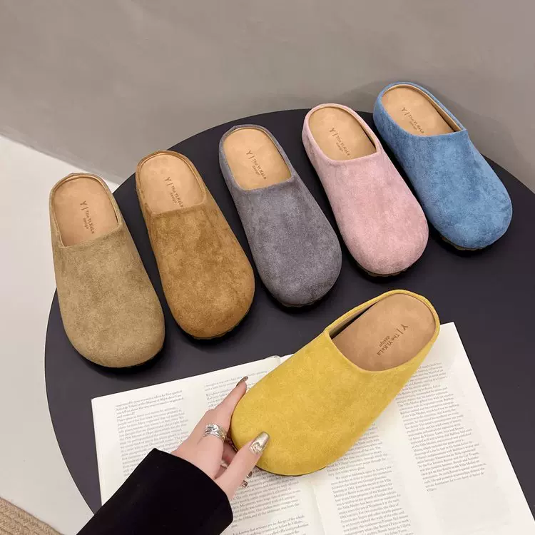 厚底多色勃肯鞋女2025春夏秋新款一脚蹬女鞋软底内增高包头半拖鞋