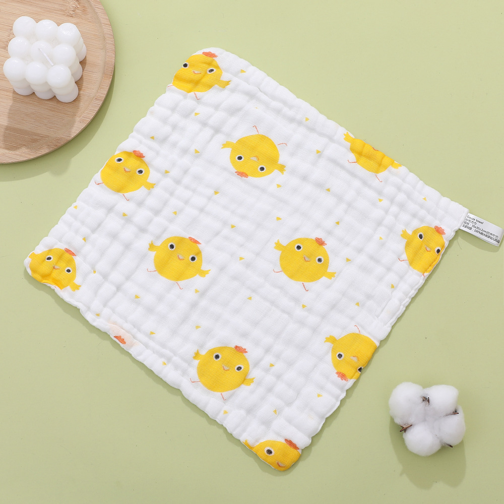 Six-layer Square High-density Cotton Baby Face Cartoon Gauze Drool Towel Printed Small Handkerchief_voghion.com