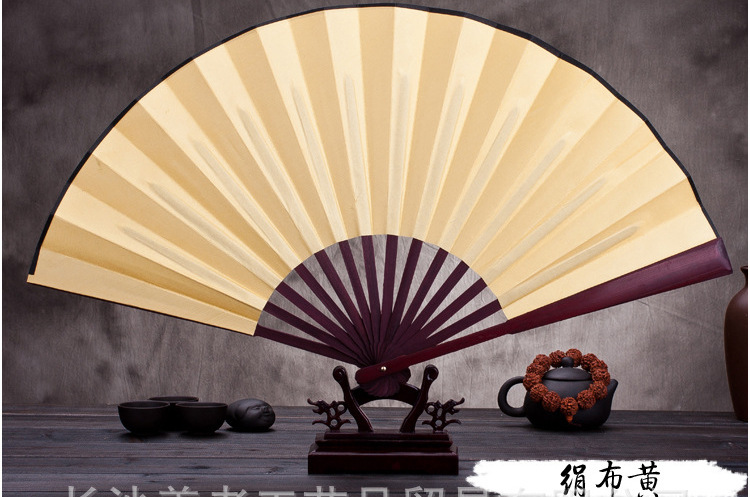Fabricante de publicidad personalizado arte de regalo ventilador plegable ventilador personalizado seda papel de arroz en blanco gran ventilador de hueso de bambú