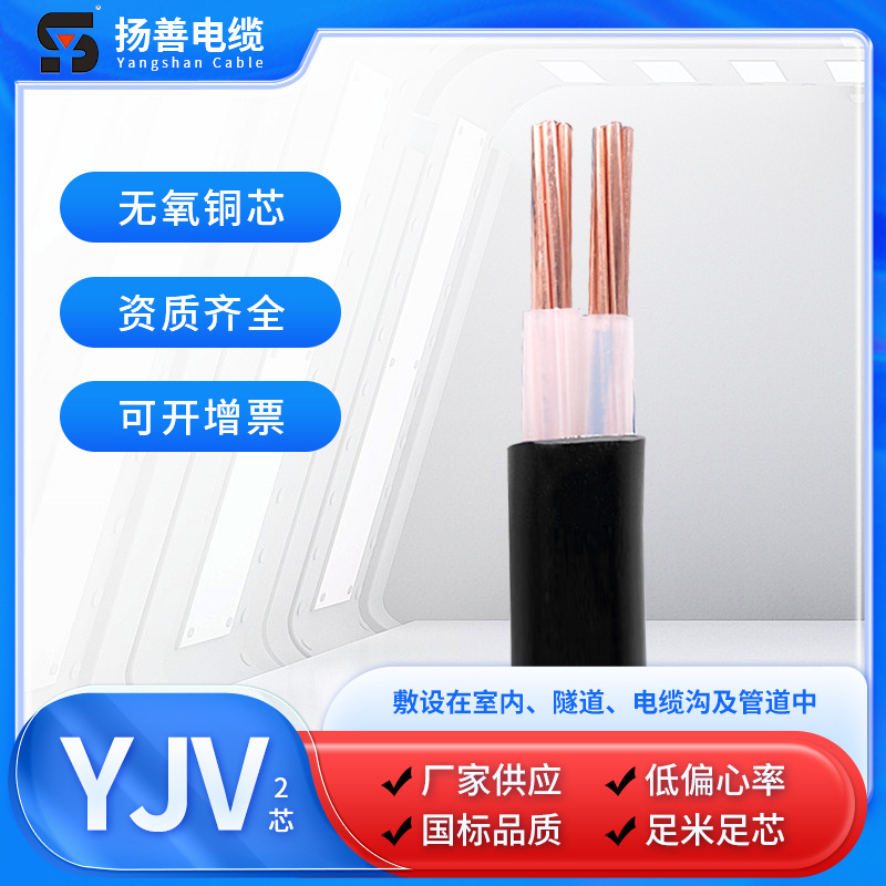 国标YJV无氧铜芯电缆2芯充电桩户外工程架空YJV电力电缆线批发