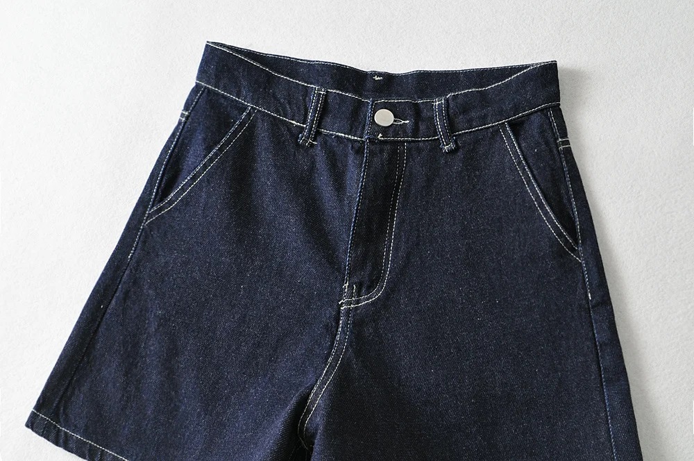 high-waist bright line denim wide-leg shorts NSHS52507