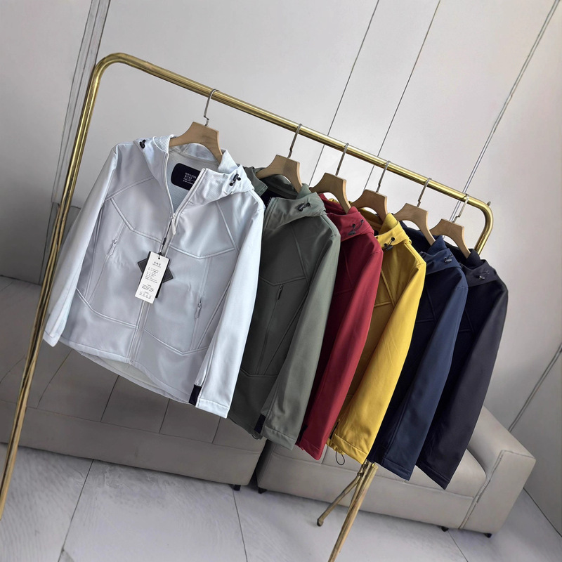 Outdoor Softshell Fleece-Lined Thickened Jacket Men's Autumn and Winter Casual Windproof Waterproof Hooded Parka Jacket