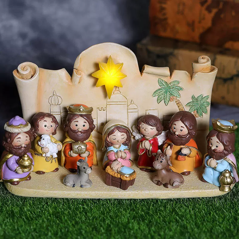 Г_cross-border Christmas Festival Gift Cartoon Birth Maxigal Group Scenario Character Statue Statue Home Decoration Crafts