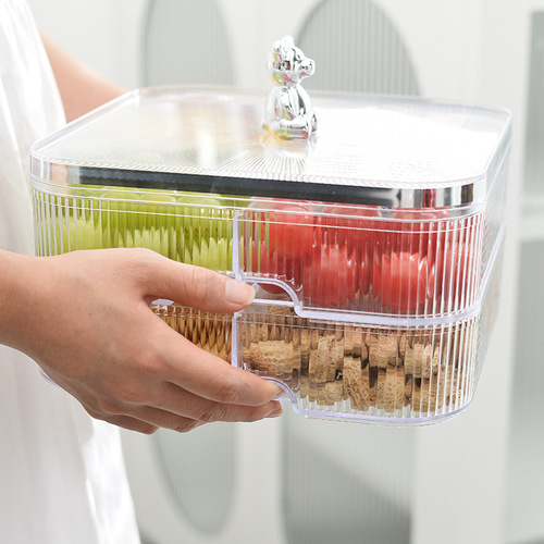Ins-style dried fruit plate with divided sections and lid, household living room nut and candy box, creative new snack and fruit display tray