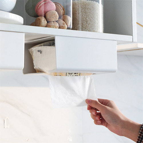 No-punch wall-mounted tissue box for living room and toilet creative traceless paper box for home kitchen multi-functional paper box