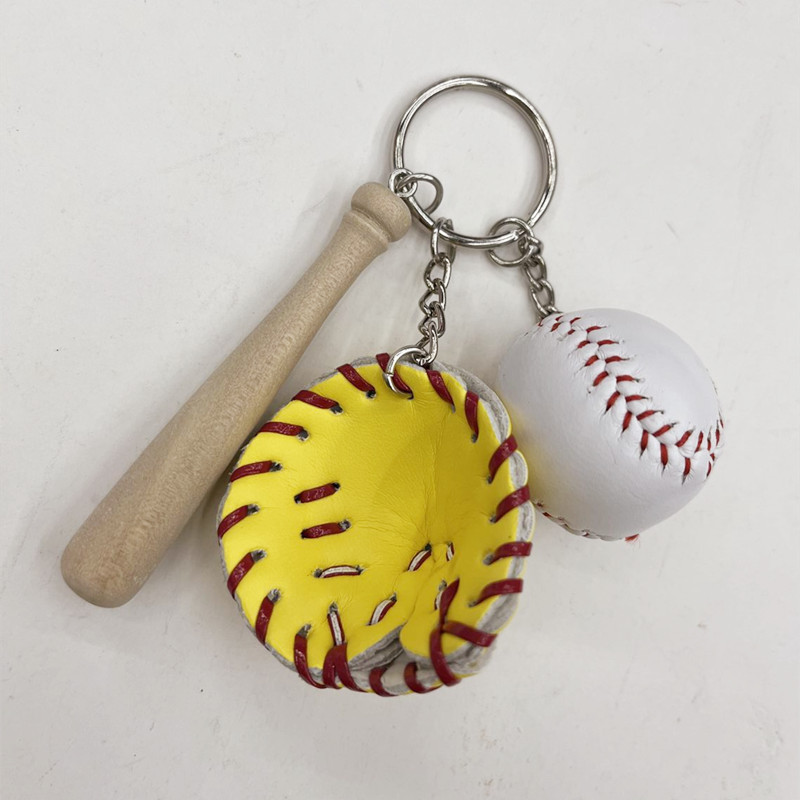 Fashion Baseball Pu Leather Unisex Bag Pendant Keychain display picture 2