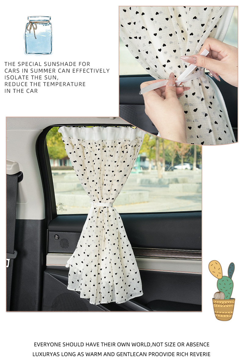 Blue Rain Mesh Double-Layer Car Curtain Retractable Car Sunshade Side Curtain Sun Protection Heat Insulation Car Sunshade