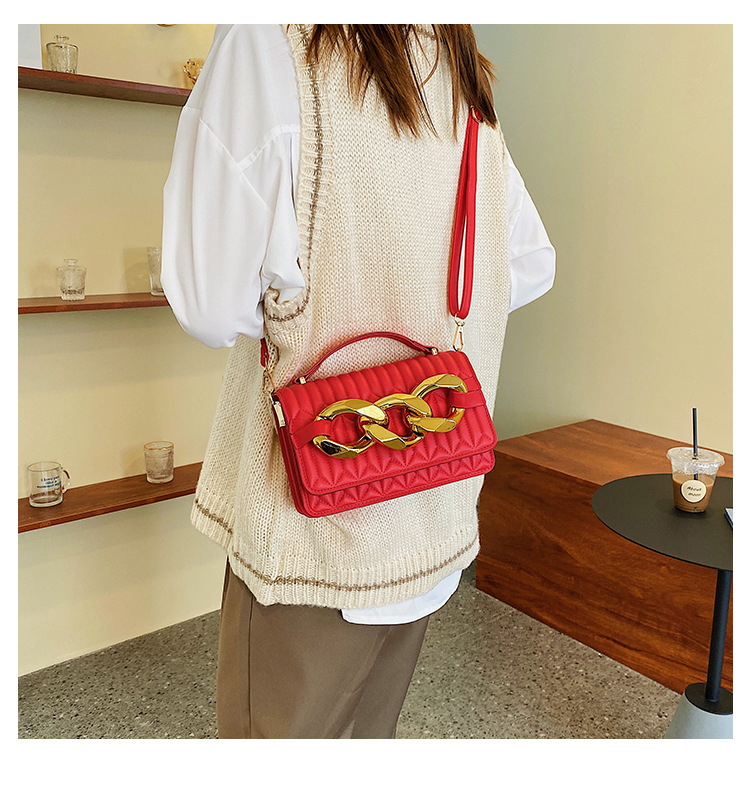 Fashion Chain Lingge Handbag 2021 Fall New Retro Simple Small Square Bag Wholesale display picture 10