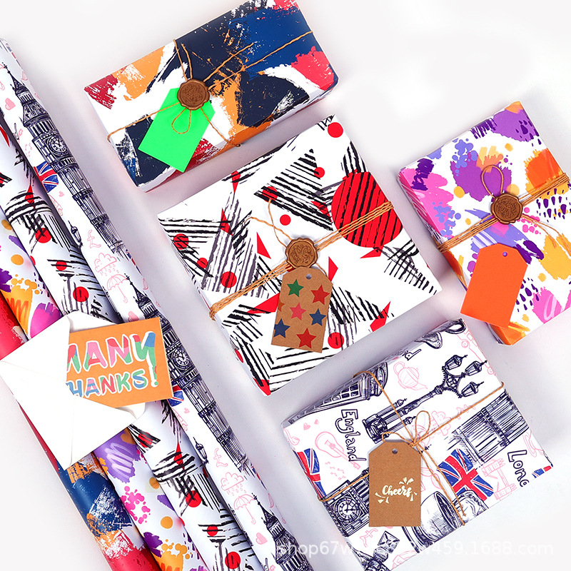 Amazon nuevo arte graffiti papel de regalo de cumpleaños del Día de San Valentín papel pintado papel de cubierta de libro al por mayor