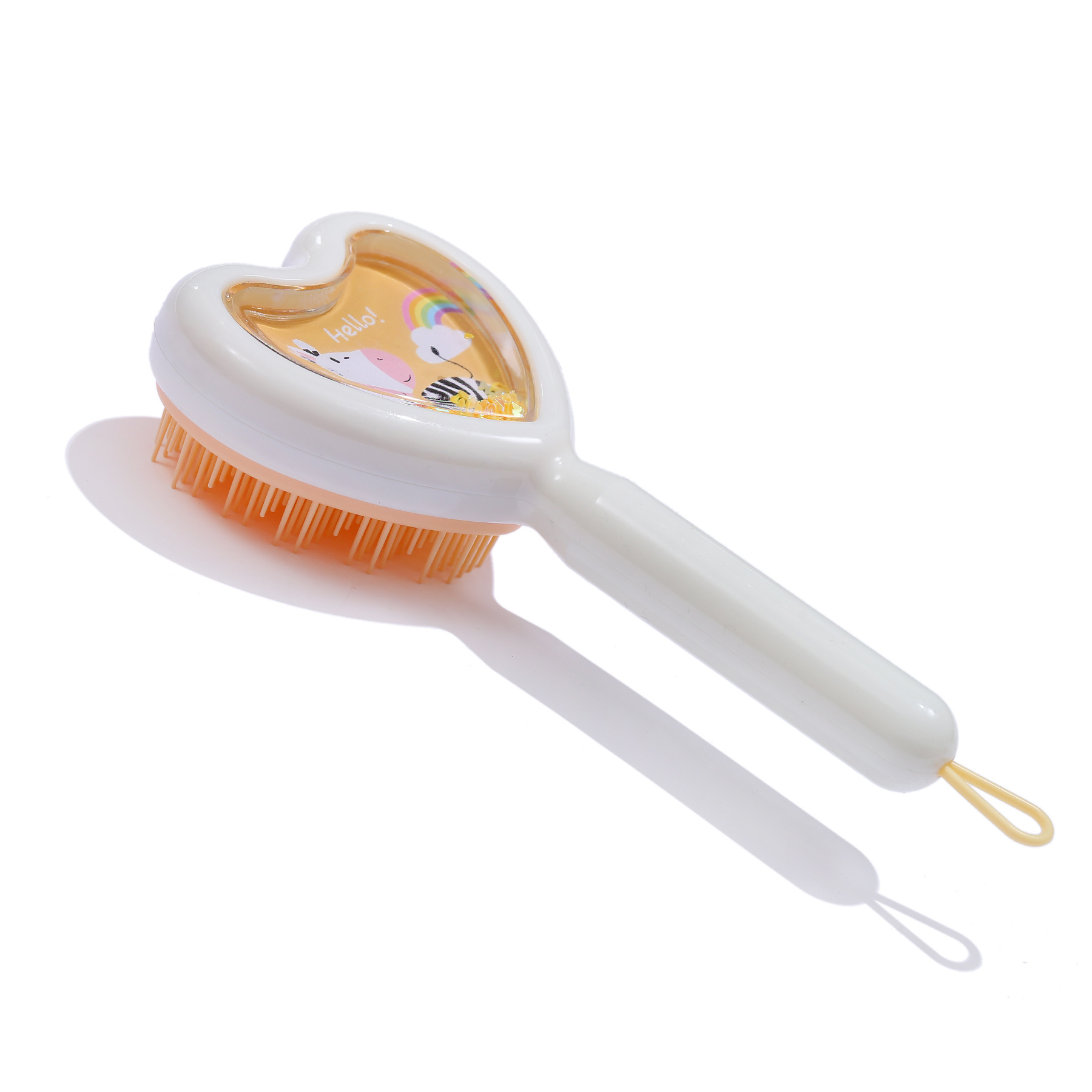 Venta al por mayor transfronteriza en stock nuevo creativo en forma de corazón transparente peine amor brillo lentejuelas dientes largos y cortos portátil viaje peine