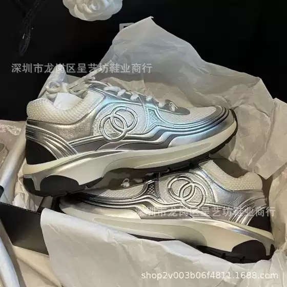 Xiaoxiang Style Silver Corner King sneaker Women's Colorblock Mesh Breathable Thick-soled Casual Shoes Women's Height-increasing Round-toe Torre Shoes