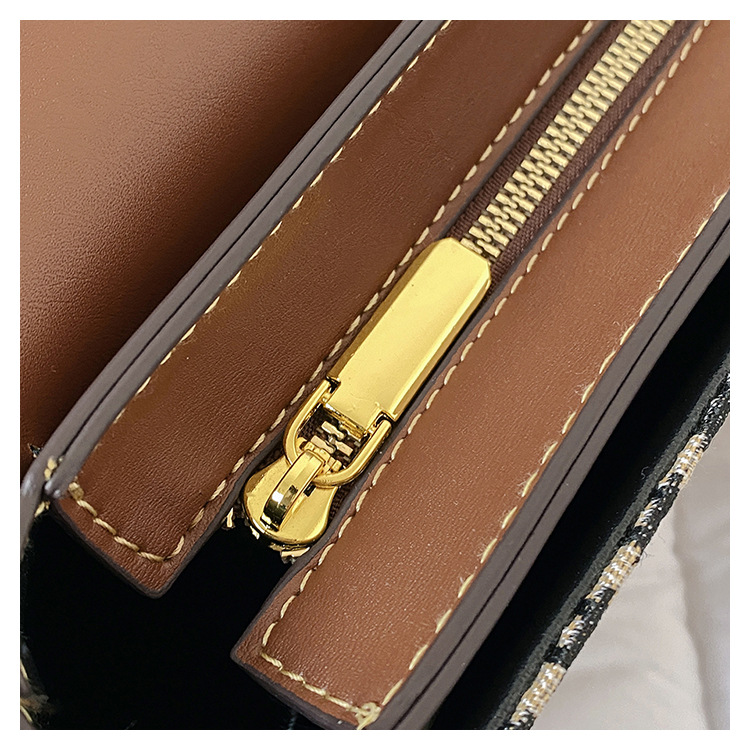 2023 Frühjahr neue Live-Übertragung Satteltasche karierte Umhängetasche Textur Hahnentritt einzelne Schulter Umhängetasche Damentasche_voghion.com