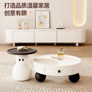 New Cream Style Snowman Coffee Table Tv Cabinet Combination Modern Simple Creative Home Small Apartment Living Room with Drawers