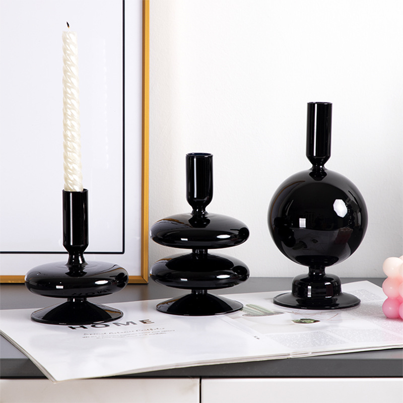 Simple retro estilo francés antiguo vela de cristal candelabro decoración de escritorio candelabro de cristal