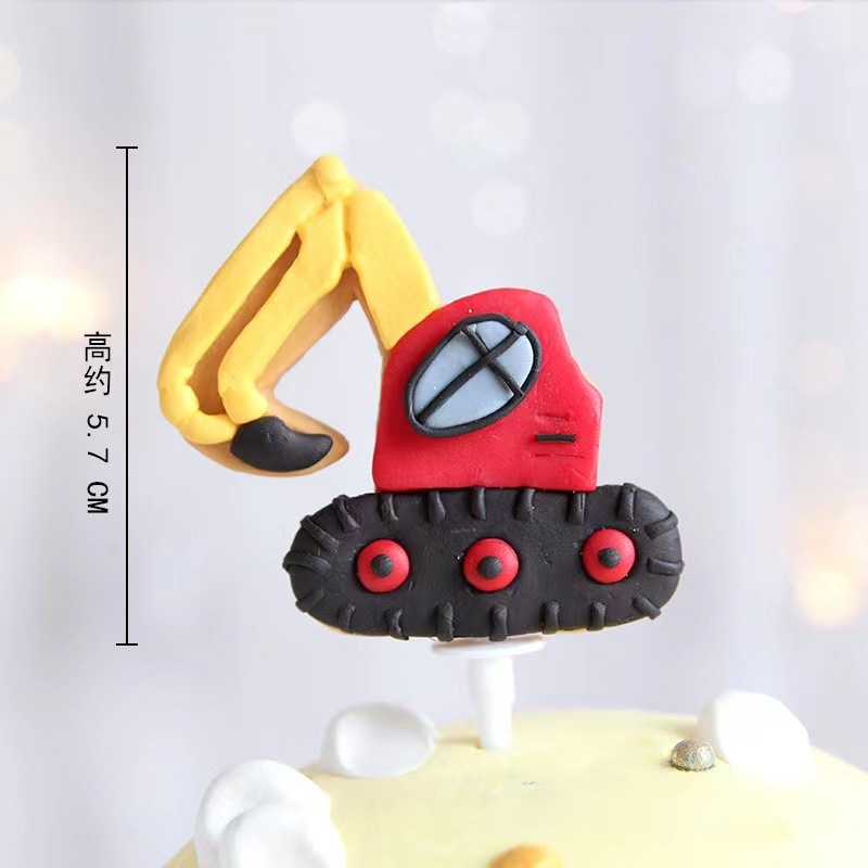 Camión volquete grande, decoración de pasteles, excavadora, camión de ingeniería, grúa torre, postre de cumpleaños para niños, accesorios de mesa