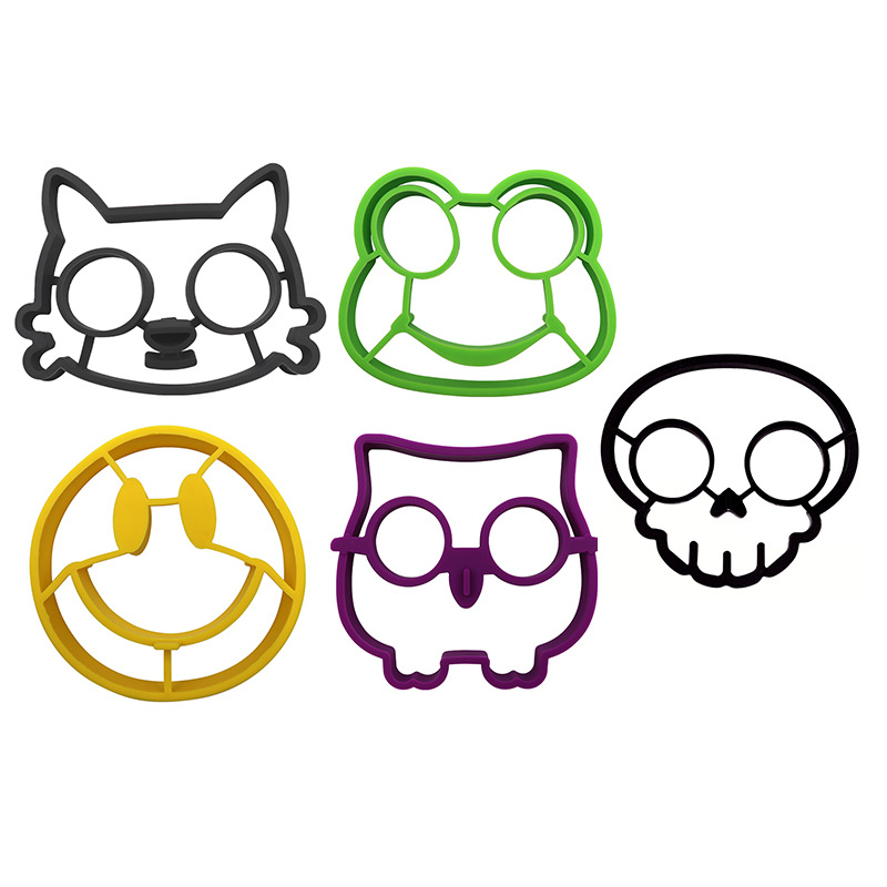 创意硅胶煎蛋器 骷髅头/猫头鹰/小猫/青蛙/笑脸造形煎蛋圈