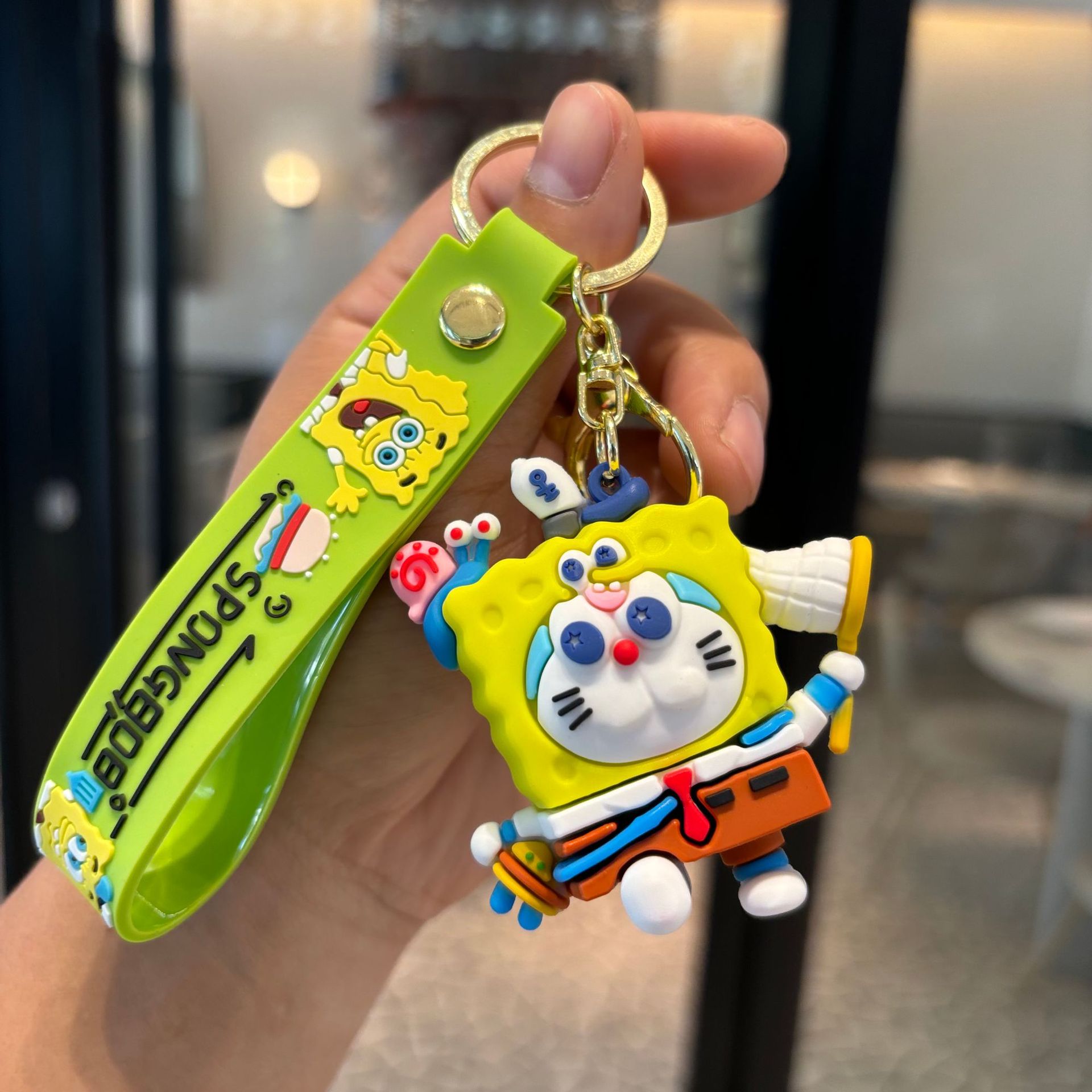 Baby esponja transfronterizo llavero de muñeca de PVC disfrazado colgante bolsos de automóvil colgante garra máquina de regalo pequeño