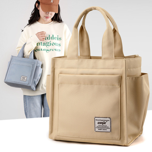 Japanese-style multi-compartment large-capacity water bottle holder bento bag tote lunch box bag backpack for office canvas single shoulder bag for women