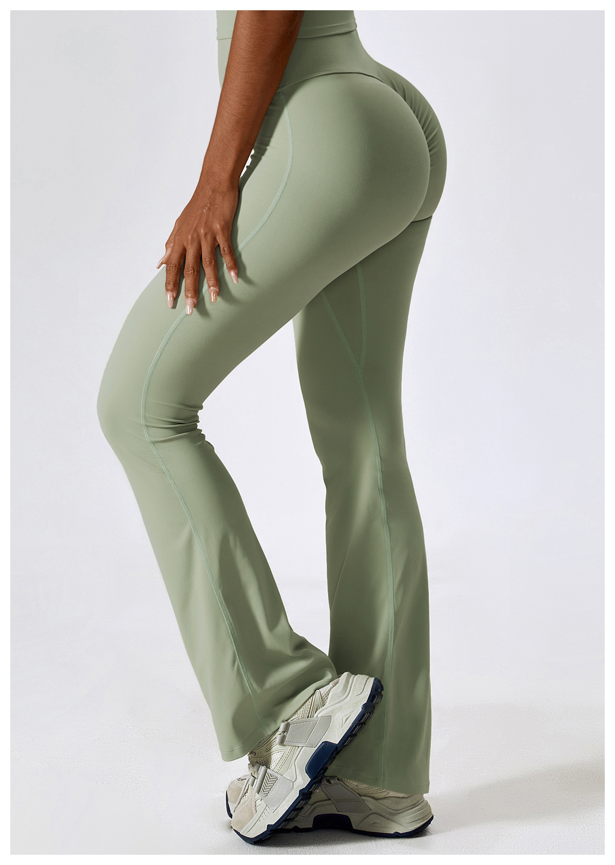 Simple Style Solid Color Nylon Spandex Pleated Active Bottoms Flared Pants display picture 14