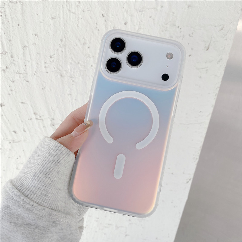 适用iphone17手机壳苹果17promax镭射渐变17Air炫彩变色龙磁吸壳|undefined