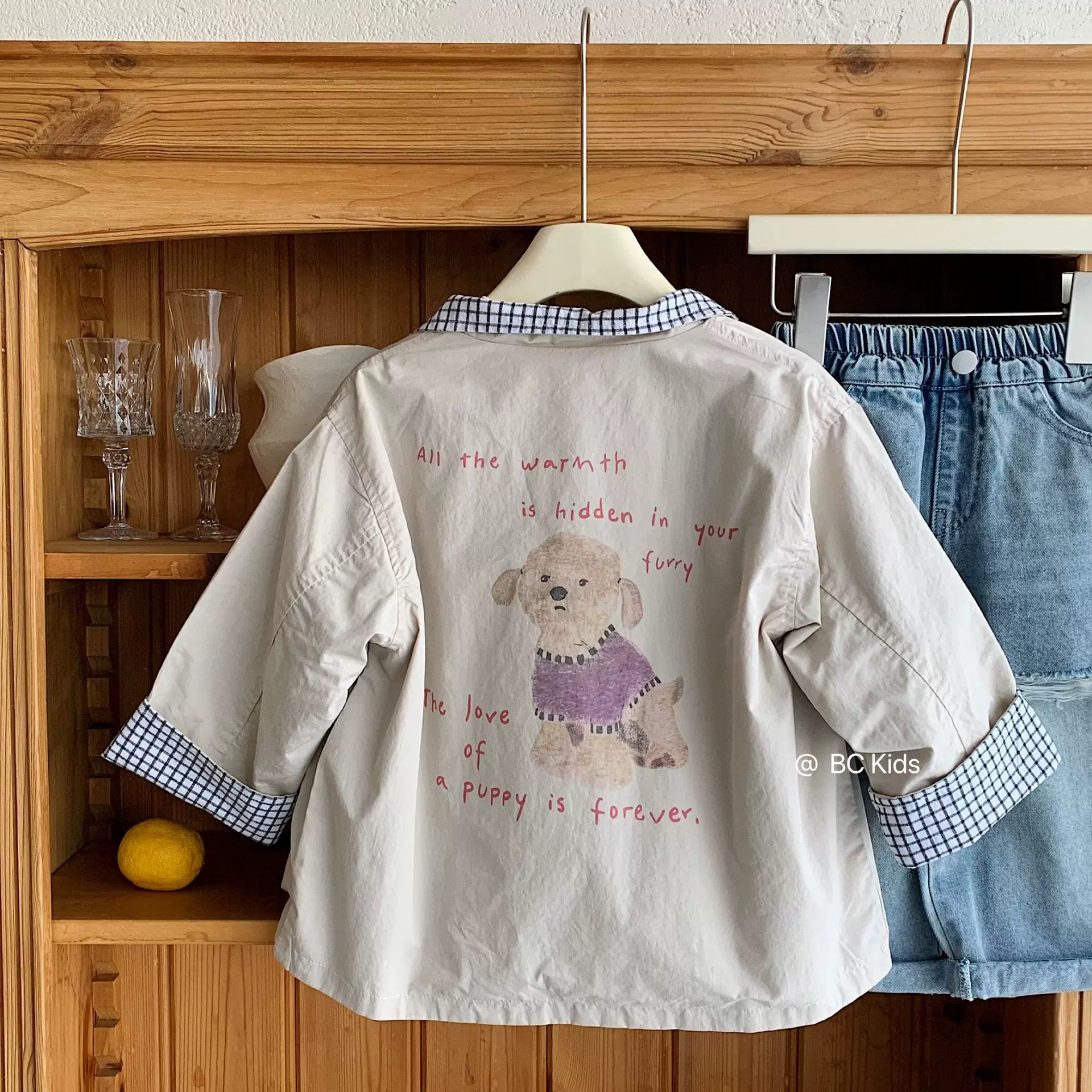 邦诚儿童外套2026春季新款韩版男女童小狗两面穿风衣宝宝春秋装潮