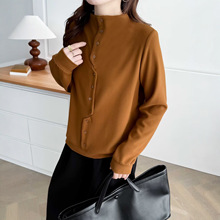 厂家直销秋冬巨好看德绒打底衫女半高领2025新爆款长袖高级感开衫