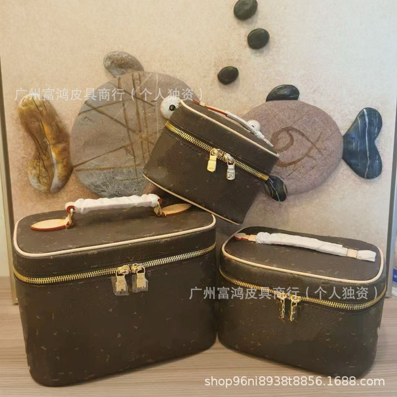 Cross-Border Supply 2025 New Presbyopic Cosmetic Bag Genuine Leather Women's Handbag Nicenano Box Toiletry Bag