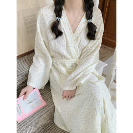 韩国ins小碎花简约舒适睡衣休闲宽松睡袍慵懒家居服
