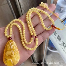 天然蜜蜡葫芦吊坠白花鸡油黄蜡质浓郁形状饱满DIY天然蜜蜡批发