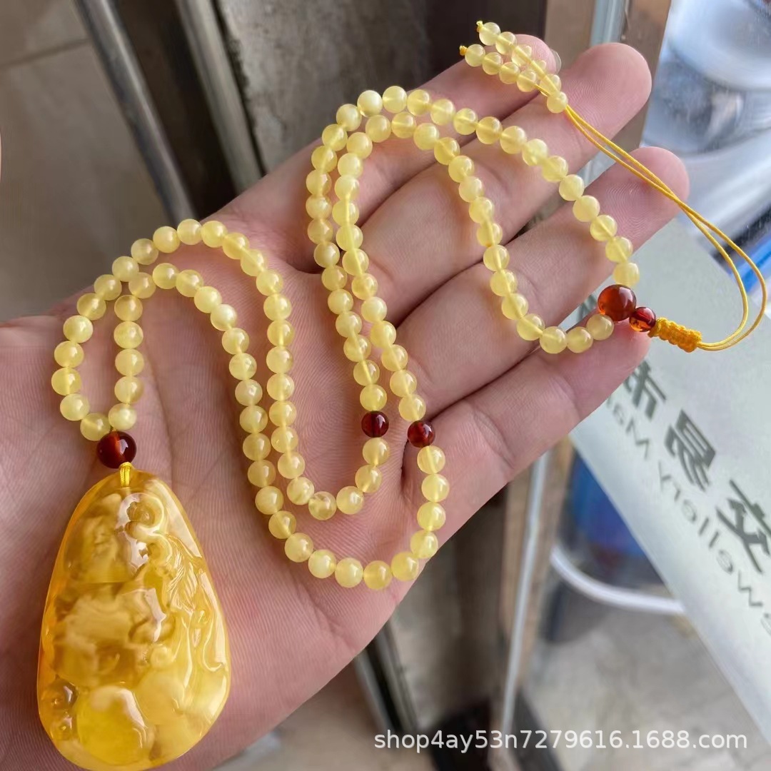 天然蜜蜡葫芦吊坠白花鸡油黄蜡质浓郁形状饱满DIY天然蜜蜡批发