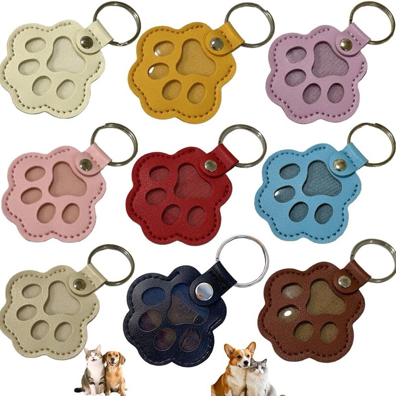 Cross-Border Pet Hair Storage Pendant Creative Metal Car Leather Keychain Ornament Gift Factory Wholesale