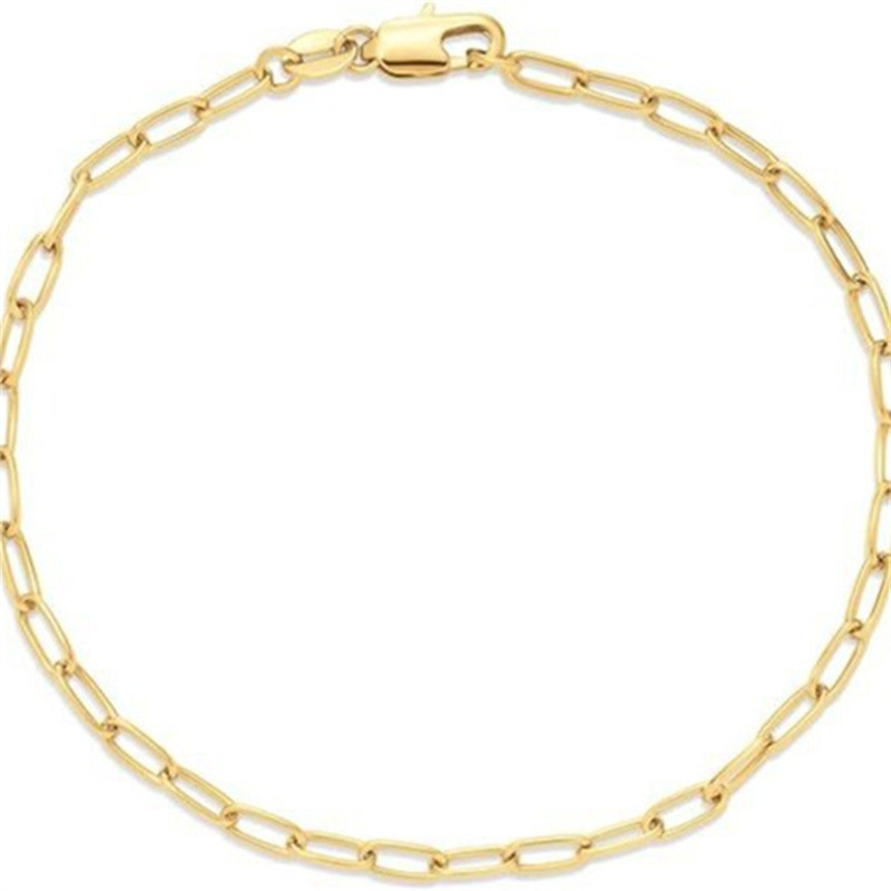 Fashion simple all-Match Gold Steel stainless steel square paper clip cross chain Women's bracelet jewelry supply