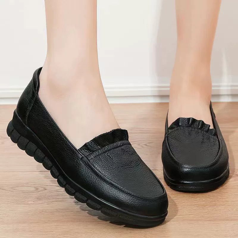 Мягкая кожа Мягкая подошва обувь мамы плоская подошва износостойкая водонепроницаемая обувь с бантом