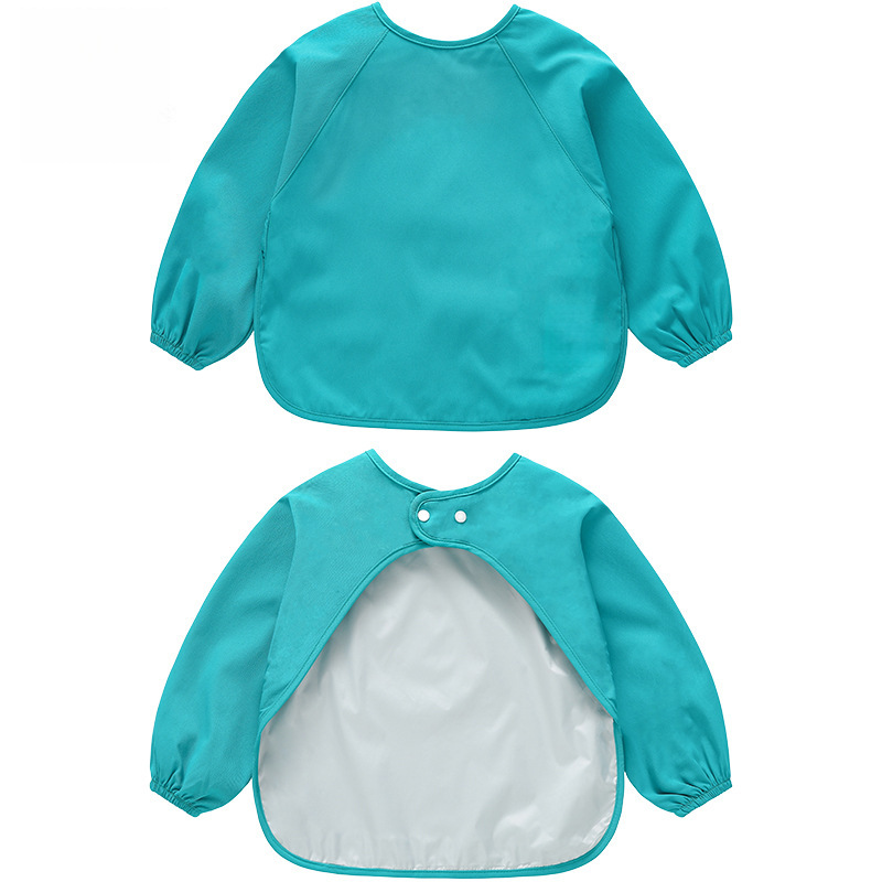 Baby Smock, Children's Long-Sleeved Waterproof Apron, Boys and Girls Infant Kindergarten Eating Anti-Dirty Bib, Painting Apron