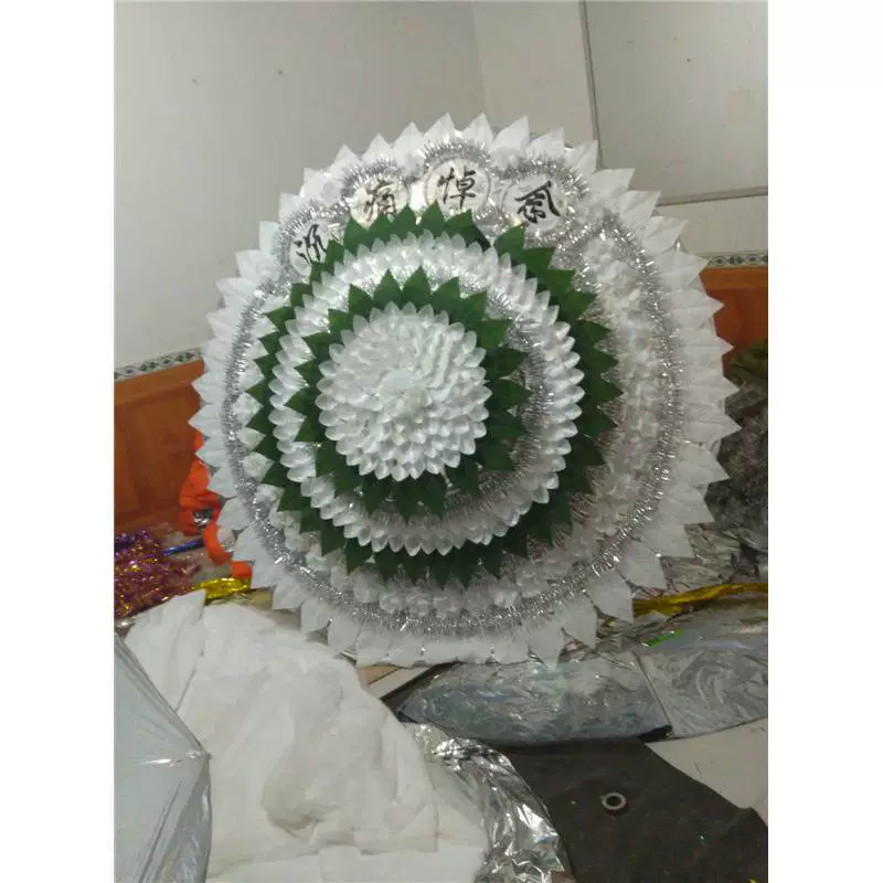 . Похоронные принадлежности 2 метра имитация ткани трехслойный венок портативный белый принадлежности траурный зал поставки Шелковый венок