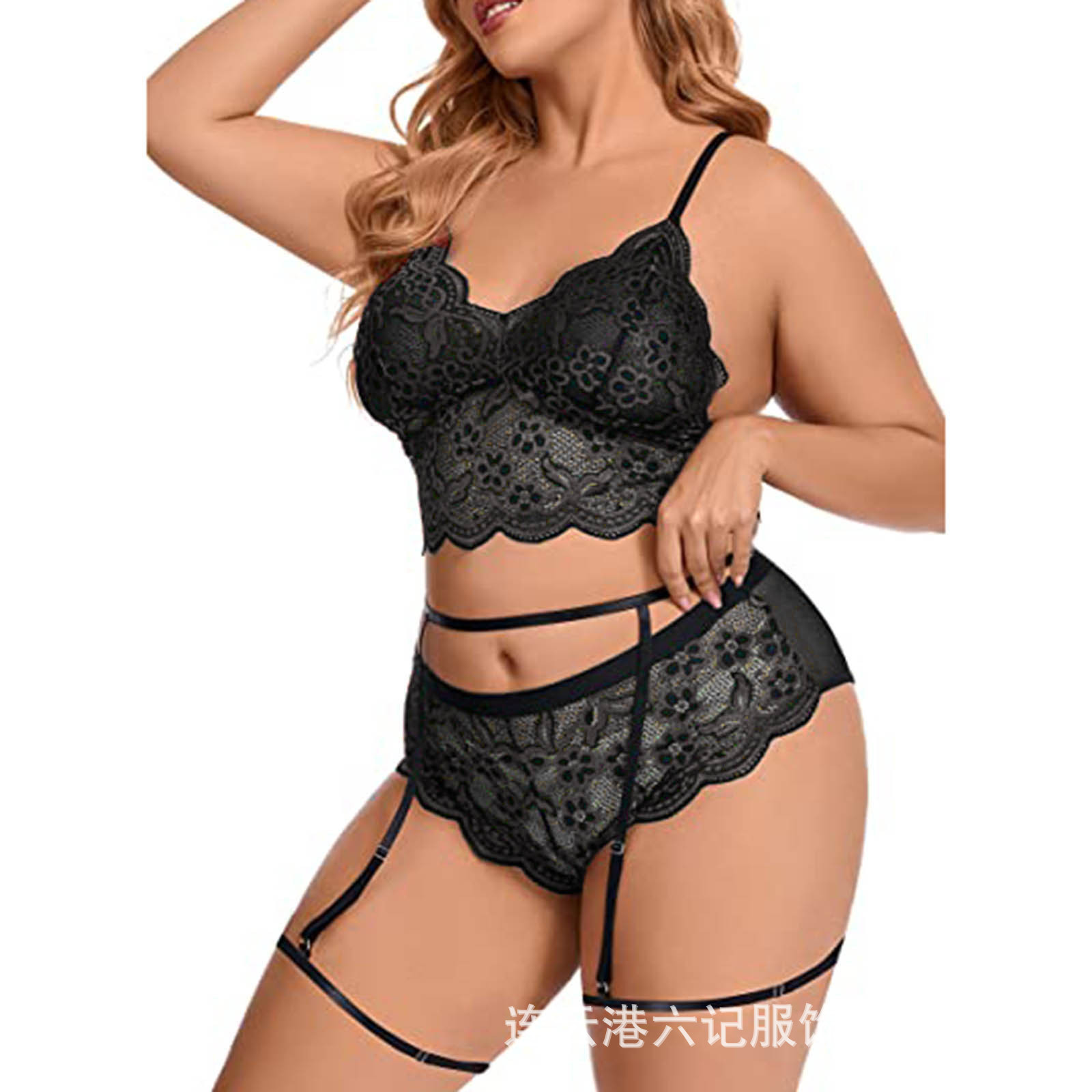 Siete días tan ropa interior de interés, dos piezas de pijamas de tamaño grande sexy, ropa para el hogar de encaje