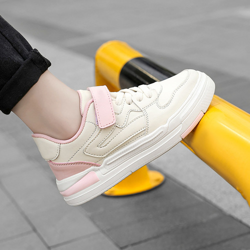 Children's Sports Shoes for Spring, Boys and Girls, Leather Panel Sneakers, Suitable for Middle Childhood, Fashionable and Casual