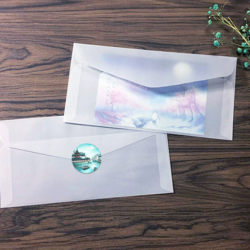 Прозрачный пустой сульфоновац й paper envelope card packaging commonly used envelope packaging semi -transparent packaging paper bag
