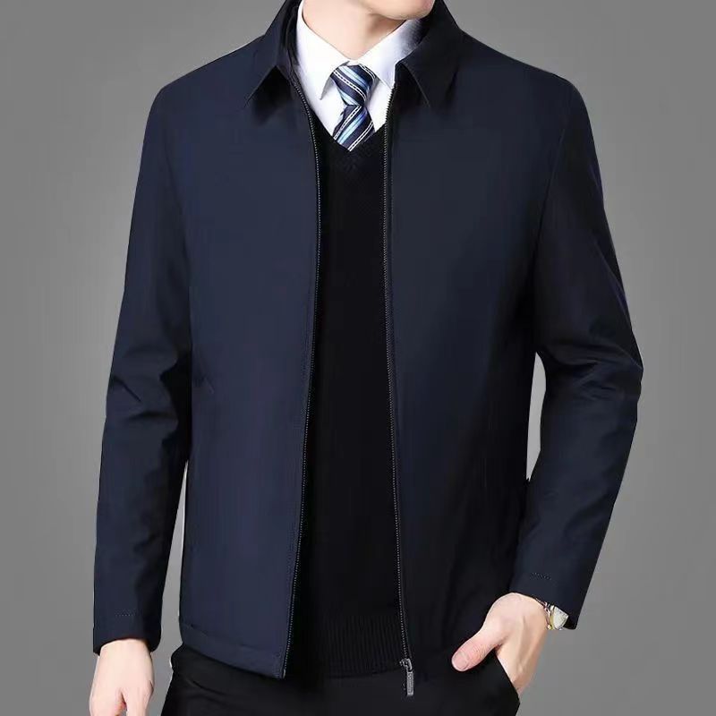 Zipper style [soft] - lapel - navy blue [spring and autumn single]