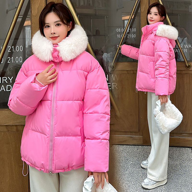2024 invierno nuevo estilo coreano chaqueta de algodón corta con capuz suelta y gruesa chaqueta de pan chaqueta de algodón chaqueta de mujer image 4