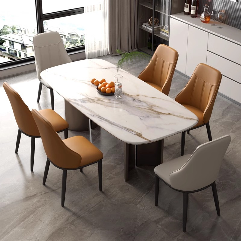 Silla de comedor de lujo ligera silla de cuero de respaldo doméstico italiano silla de comedor moderna silla de comedor en línea silla de comedor con respaldo alto