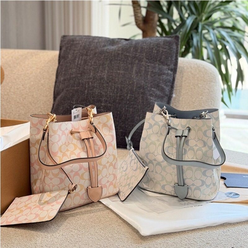 2026 New Rowan Bucket Bag Rainbow Fortune Bucket Shoulder Crossbody Bag Large Capacity Commuter Drawstring Tote Bag