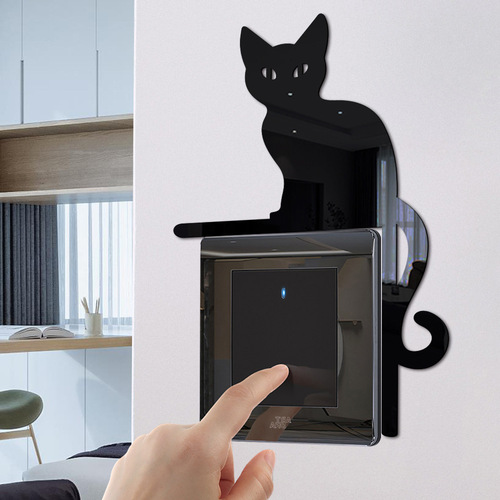JM1104 cross-border Halloween new 3D three-dimensional cat acrylic mirror sticker home switch decorative wall sticker