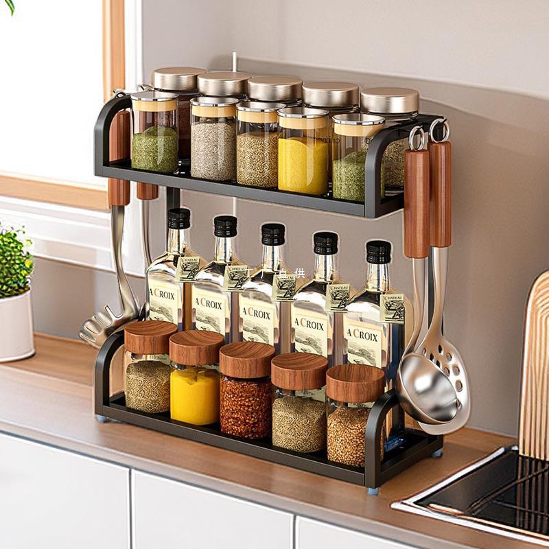 Kitchen seasoning rack seasoning multi-function storage rack countertop household seasoning seasoning box holder narrow style