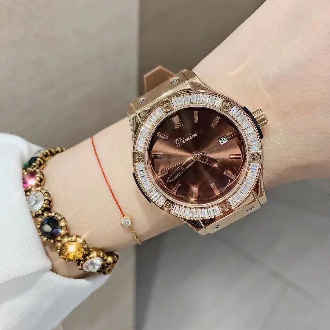 Timini Domineering Personality Silicone Strap Sports Chronograph Running Seconds Large Dial Women's Watch With Diamonds_voghion.com