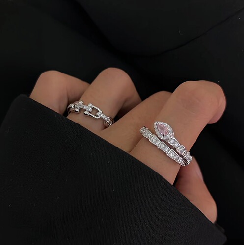 Spicy Pie, Good Texture, Loving Brand Chain Diamond Ring for Women, Open Ring