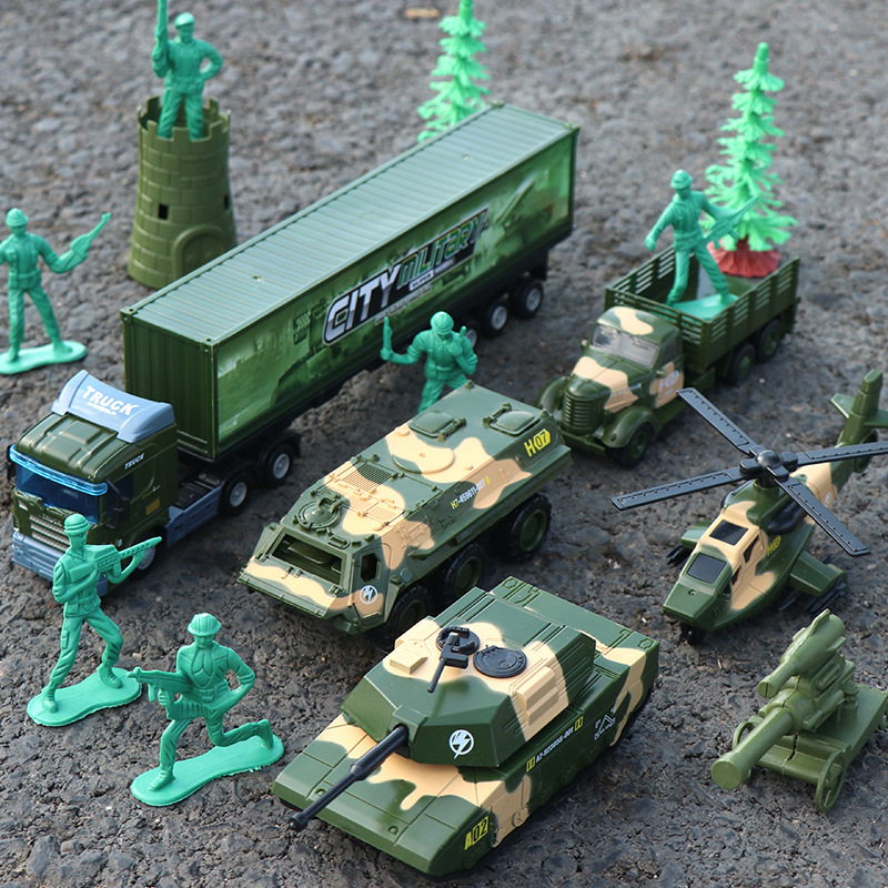 Alloy car model simulation children's engineering car boxed pull back little boy military toy car stall sales Wholesale