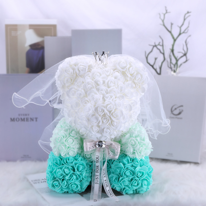 Flor preservada oso rosa 520 regalo del Día de San Valentín tienda de flores supermercado PE espuma flor abrazo oso rosa